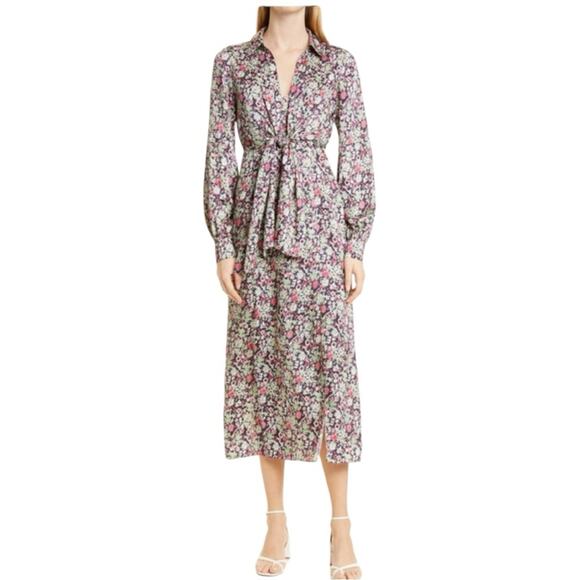 Cinq a Sept Long Sleeve Floral Midi Dress NWT - Picture 4 of 12